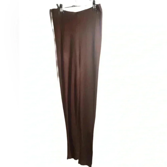 NA-KD brown elastic waist ribbed slit detail viscose day 2 nite stretch pants S - Picture 2 of 5